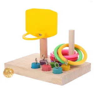 Altre forniture per uccelli Giocattolo Pappagallo Intrattenimento Addestramento del pappagallino Spara Anello Gioco Giocattolo da mordere in legno Pallacanestro