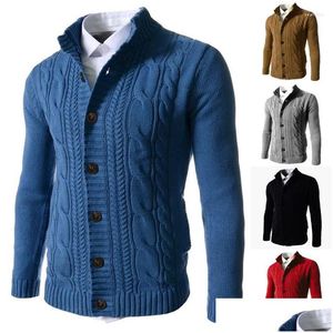 Suéter masculino de alta qualidade, cardigã de lã de ovelha, negócios, casual, manga comprida, roupa de malha, suéter de malha, entrega direta, um dhsrs