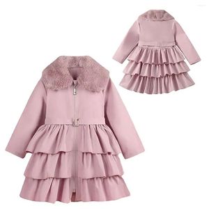 Jacken Tiaobug Kinder Mädchen Langarm Winterkleid Outfit Kunstpelz Reverskragen Reißverschluss Gürtel Rüschen Tiered Mantel Jacke für Drop Deli Ott4H