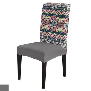 Chair Covers Tribal Colored Geometric Figures Retro Dining Cover Kitchen Stretch Spandex Seat Slipcover For Banquet Wedding Party