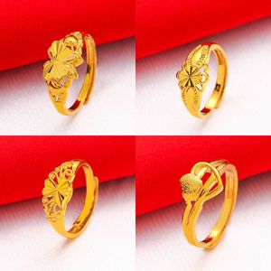 Vietnam gold transfer pearl gold ring female matte opening adjustment fashion versatile Euro gold-plated index finger ring