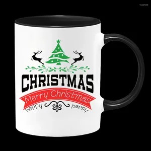 Canecas Caneca com Tampa de alta qualidade Tazas de cerâmica TCeramitw Cup Wo Tone C-Handle para o dia de Natal