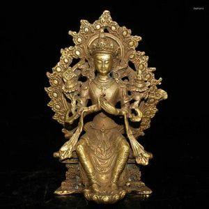 Dekorative Figuren sammeln chinesische tibetische Messing-Handarbeit, geschnitzte Buddhismus-Buddha-Tara-Statue-Ornamente