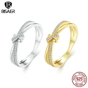 Ringar bisaer 925 sterling sliver knut zirkon ringstorlek 69 dubbelband pläterad platina för kvinnor fest bröllop fina smycken ecr896