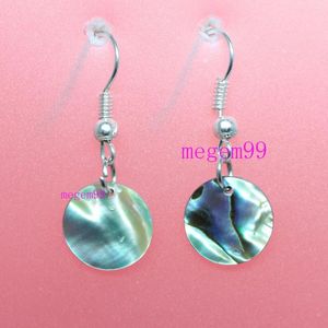 Kolczyki Dangle Okrągłe krążki Naturalny połysk zielony abalone skorupa kropla kolczyka 12 mm 20 mm 30 mm Wybierz