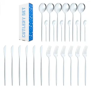 Flatvaruuppsättningar Silverware Set rostfritt stål Köksspegel Polerad bestick redskapsduk