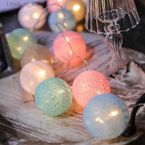 LED -strängar 20 String Lights Cotton Ball Garland Fairy Lighting For Outdoor Holiday Wedding Christmas Party Home Room Decoration YQ240401