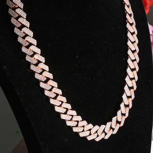 Hip Hop Halskette 18 mm Miami Cuban Chain 925 versilbert 18 Karat Roségold Farbe Diamant Moissanit Männer Frauen Rapper Schmuck kann individuell angepasst werden