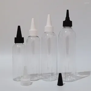 Storage Bottles 100ml 150ml 200ml 250ml Empty Clear Plastic With Pointed Mouth Caps Containers Travel Size For Shower Gel Shampoo Liquid