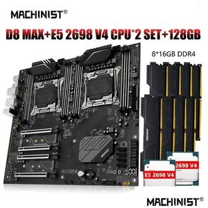 اللوحات الأم Hinist X99 Xeon Kit Motherboard Set LGA 2011-3 E5 2698 V4 Dual CPU Processor ECC DDR4 8 16GB MEMORY E-ATX M.2 NVME SSD DHGP3