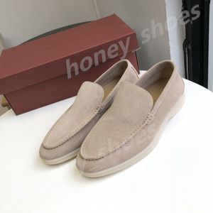 2024 Luxury Designer LP Loafers Shoes Open Walk Suede Loro P Shoes Ankle Boots Fashion Women Slip on Men's Walking Flats Short Boot 35-46 H41