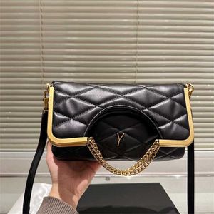 Y-Letter Leather Tote Bag Womens Black Designer Totes Luxury Handbag Gold Chain Shourdeld Crossbody Bags Purse 230927