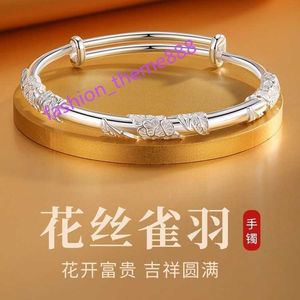 Fanhua Zuyin 999 Pulseira de prata pura pequena e popular pulseira de moda sólida presente de dia dos namorados para namorada