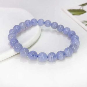 Kette Hochwertiges, natürliches blaues Spitzenachat-Rosenquarz-Rundperlenarmband mit Damen-Energieperlen, spirituelle Energietherapie, Schmuck, Geschenk, 8 mm, Q240401