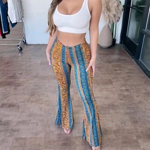 Women's Pants Women Boho Flare High Waisted Stretch Bell Bottom Yoga Hippie Flared Leggings 70s Wide Leg Palazzo Trousers