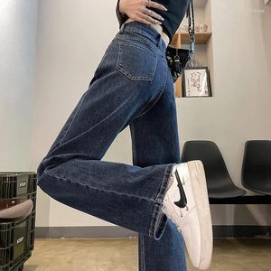 Women's Jeans High Waist Wide Leg Stretch Autumn Winter Korean Versatile Loose Double Button Straight Pants Harajuku