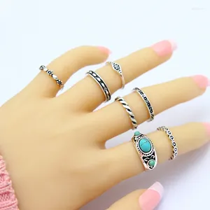 Cluster Rings 7st Simple Set for Women Ethnic Vintage Fashion Jewelry Mujer Punk Ring Party