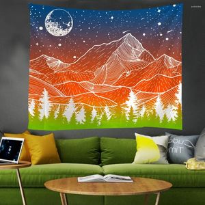 Tapissries Line Mountain Moon Star Mandala Tapestry Wall Hanging Bohemian Gypsy Tapiz Witchcraft