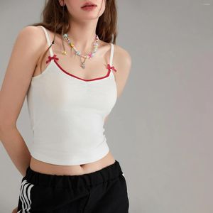 Czołgi damskie Śliczne Kawaii Bowknot Straps Cami Tops Summer Spaghetti Pasek koronkowy