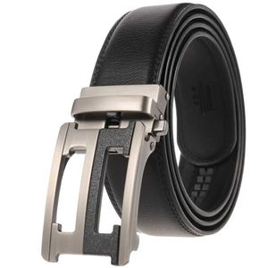 Bälten ZGXSQD Fullkorn Lädermärke Mens Belt Högkvalitativ äkta läder Luxury Mens Belt Metal Automatic Buckle Q240401