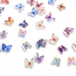 Dekorativa blommor 50/100st 2024 Designer Lovely Nail Art Butterfly 3D Nails Harts Farterflies Decoration Accessories Hårtillbehör för DIY