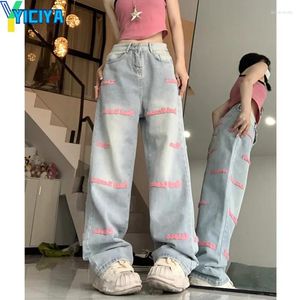 Women's Jeans YICIYA Y2k Style Women Streetwear Full Length Baggy Pants High Street 90s Vintage Clothes Trousers Harajuku Straight