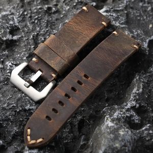 Watch Bands Vintage Head Layer Cowhide Leather Strap Suitable For Men Hard Watchband 20 21 22 23 24 26MM Thickened Bracelet