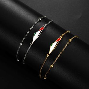 Chain LIKGREAT Oil Drop Map Shape Stainless Steel Bracelet Double Chain Colorful Enamel High Quality Mens Jewelry Gift Q240401