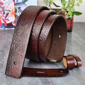 Belts Luxury retro Pop carved top thick leather mens strap without buckle Cinturon Mujer mens leather strap without buckle SP13 Q240401
