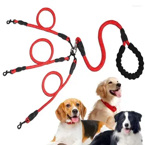 Dog Collars 3 Leash Multiple Strong Lead Leashes With Padded Handle 360 Swivel Device Sturdy Metal Buckle For Walking And Training