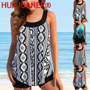 Women's Swimwear 2024 Two Piece Swimsuit Women Printed Tankini Female Loose Size Bathing Suit Beachwear Swimming Summer Vintage Monokini