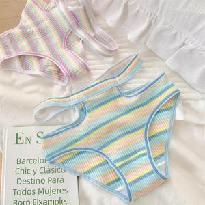 Calcinha feminina doce e picante néon verão japonês fino meados de cintura confortável briefs para mulheres continente china algodão