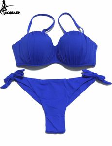 Damskie stroje kąpielowe Eonar Push Style bikini Top Składane damskie stroje kąpielowe Odłączany pasek na ramię Brazylian Bikini Zestaw Sytut Swimsuit J240330