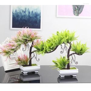 Flores decorativas orar cor artificial árvore verde plantio casa decoração de mesa plástico falso bonsai suprimentos