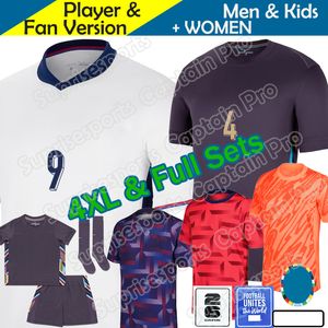 24 25 25 Englands Football Shirt Bellingham Rashford Kane 2024 Euro Cup 2025 Drużyna narodowa koszulka piłki nożnej Biała na wyjeździe Purple Men Zestaw dla dzieci Saka Rice Foden S-4xl