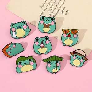 Broşlar sevimli karikatür kurbağa emaye pins serisi kawaii hayvan kurbağa metal rozeti broşe mücevher aksesuar hediyeleri çocuklar arkadaşlar