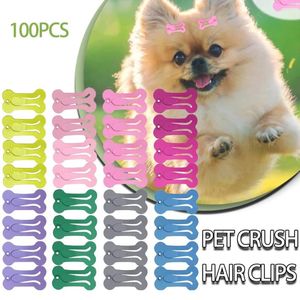 Abbigliamento per cani 100 pezzi carino tornante colorato a forma di osso cucciolo di cane fermagli per capelli gattino gatto mollette accessori per toelettatura animali domestici