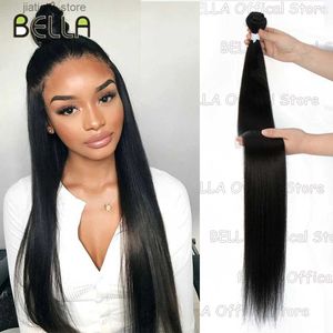 Perucas sintéticas bella 36 polegadas yaki pacote de cabelo reto salão cabelos naturais s fibras falsas super longas tecendo de cabelo cheio para acabar com y240401