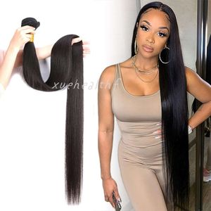 30 32 34 36 38 40 cali brazylijska fala ciała proste włosy w 100% ludzkie splaty włosów wiązki remy Hair Extensywki