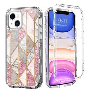 Marmorfodral för iPhone 13 Pro Max Case 12 11 XR Three Layer Heavy Duty stötsäker försvarare Skydd Transparent Clear Armor Pho6339239