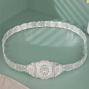 Gürtel Marokkanisches Hochzeitskleid Körperkette Schmuck Hohle Blume Kaftan Brautgürtel Vergoldete Kristall Taillenkette Q240401