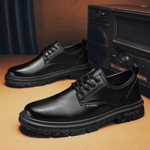 Dress Shoes Fall Hair Stylist Men's Boys' Board Trendy British-Style Slip-on Black Casual Leather