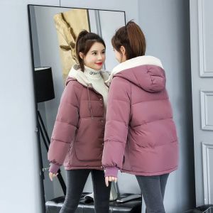 ズボンオフシーズン特別な冬の厚くなったコットンドレスの女性の短い新しいコットンコートコットコートコートと脂肪プラスサイズCOA