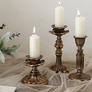 Candle Holders Retro Resin Holder Nostalgic Antique Candlestick Antirust Stick Table Center Vintage Decor Home Wedding Ornament