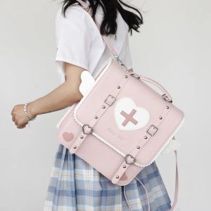 Taschen Süßer Lolita-Rucksack im japanischen Stil für junge Mädchen, Kawaii-Uniform-Schultasche, kleine Reisetasche, Flügel, Tagesrucksack, Damen, Ita-Geldbörse