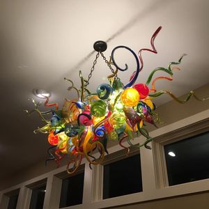 Włochy Lampy wiszące Ręcznie wysadzone szklane żyrandole okrągłe Murano Art Lighting Optora sufitu Dekoracyjne światła LED 28 na 16 cali
