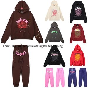 Sp5der Young Thug 555555 Mens Womens Hoodie High Quality Foam Print Spider Web Graphic Pink Sweatshirts Y2k Pullovers