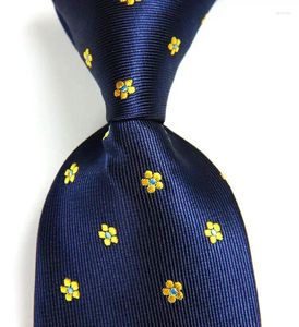 Bow Ties Classic Dot Blue Gold Tie Jacquard Woven Silk 8cm Men's Slock Business Wedding Party Formal Neck