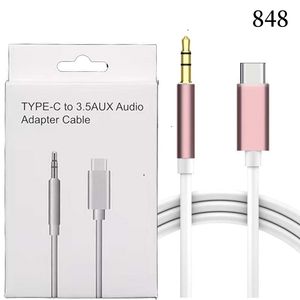 Type-C USB Cables Male To 3.5mm jack Earphone Car Stereo AUX audio Cable Cord Adapter For moblie phone with retial box 848D