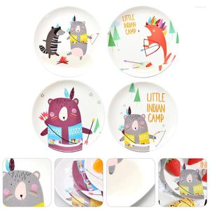 Disposable Dinnerware 4 Pcs Cartoon Saucer Serving Plate Household Tableware Round Circle Tray Dessert Flatware Salad Snack